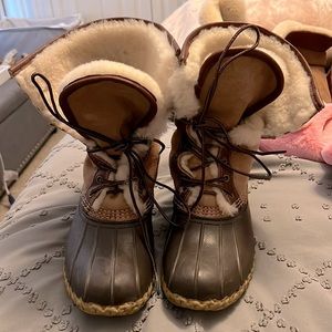 Linen bean boots- limited edition Suede side fur lined